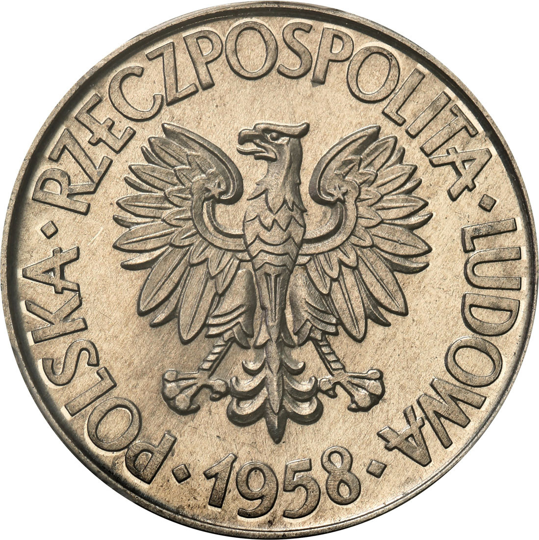 PRL. PRÓBA aluminium 10 złotych 1958 Kościuszko - bez inicjałów - PCGS SP64 (MAX)